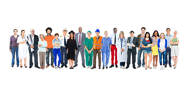 istock Multi-ethnic line of people with mixed occupations 487547949