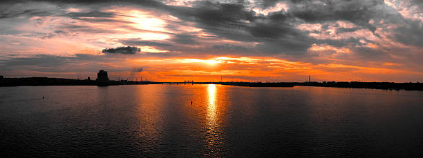 Industrial City Sunset stock photo
