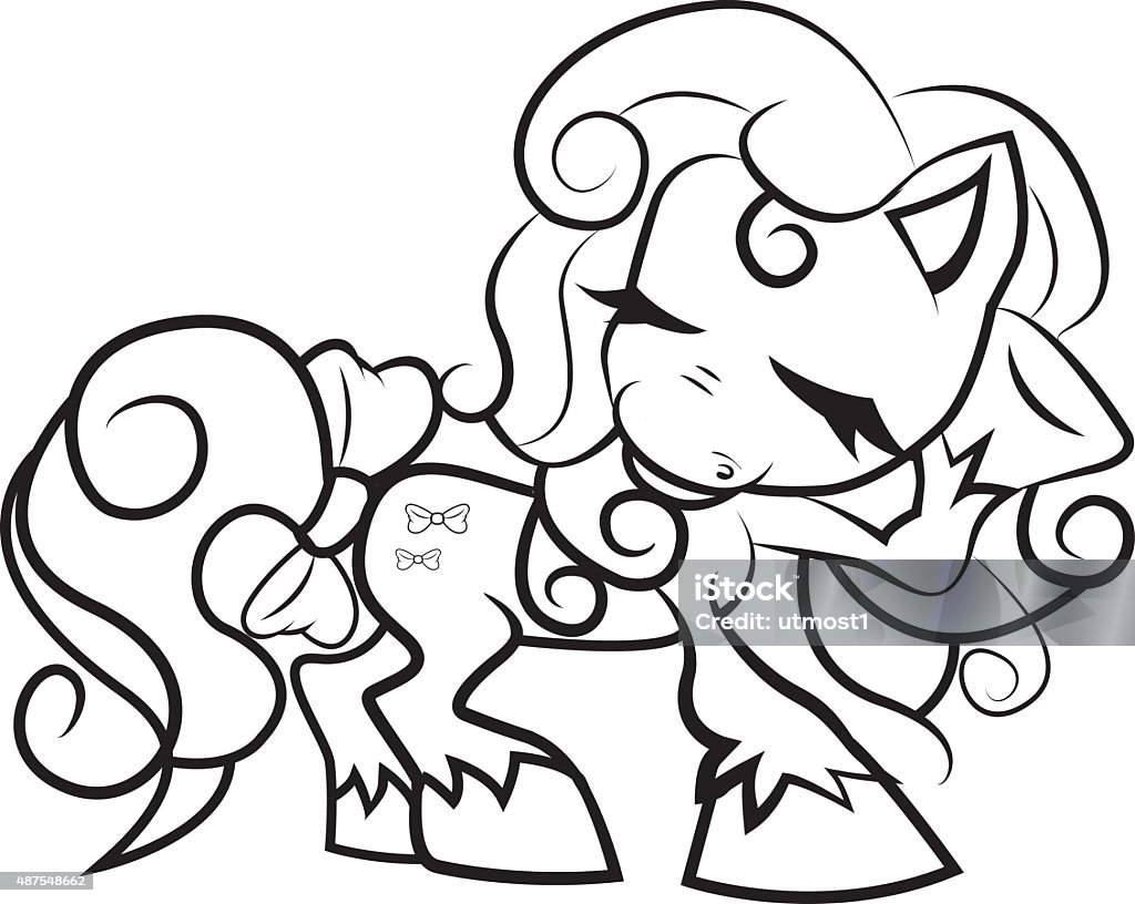 Pony - coloring page for kids Black and white coloring sheet  2015 stock vector