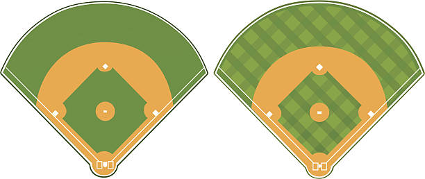 ilustraciones, imágenes clip art, dibujos animados e iconos de stock de campos de béisbol - baseball baseball player baseballs catching