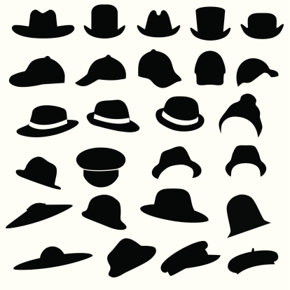 vector collection of isolated hats silhouette