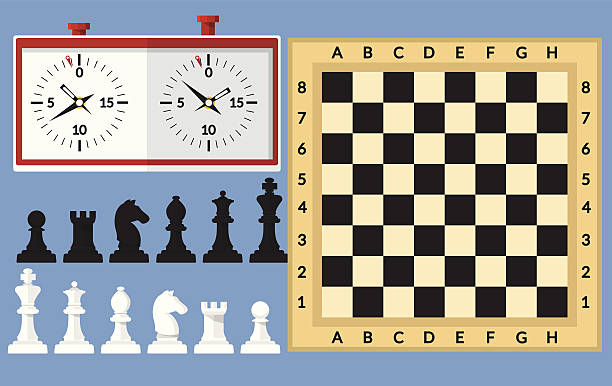 Set of Chess flat illustration Set of Chess flat illustration chess timer stock illustrations