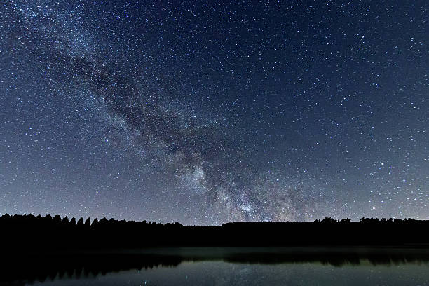 istock Milky Way galaxy beautiful night sky reflection on water. 487549686