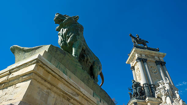 istock Equestrian statue in the Retiro Park in Madrid 487549867