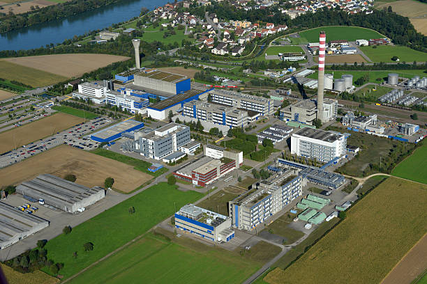 pharmaceutical industry Aerial photograph of buildings in the pharmaceutical industry aargau canton photos stock pictures, royalty-free photos & images