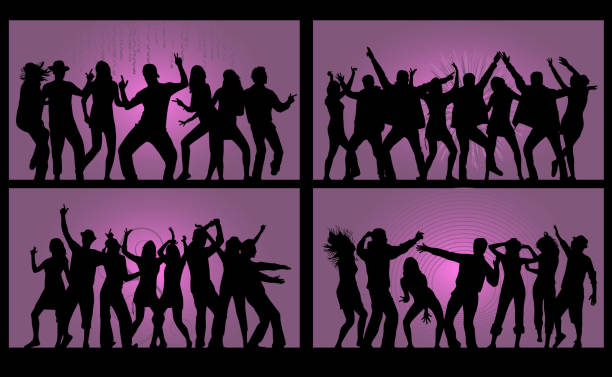 천문학자 직원관리 - party women dancing focus on shadow stock illustrations