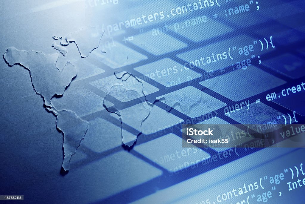 Coding World Map World Map With Program Code Stock Photo - Download Image Now - Abstract ...
