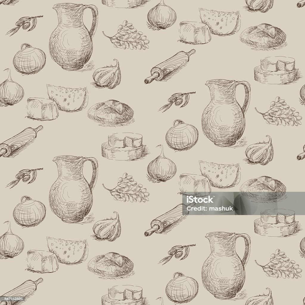 Soft Food Pattern Food Seamless Pattern Stock Illustration - Download Image Now - Bread ...