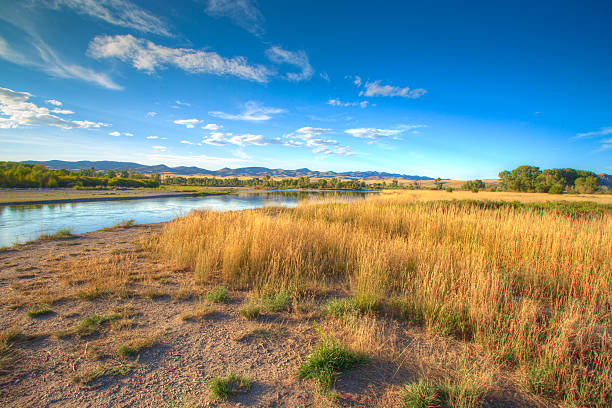 Vivid sunset over the Missouri Headwaters State Park in Three Forks Montana.