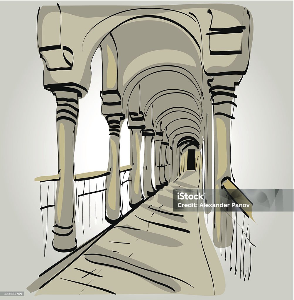 Arched passageway Arched passageway as an architectural monument of the ancient world. Ancient stock vector