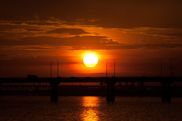 Bridge on sunset stock photo