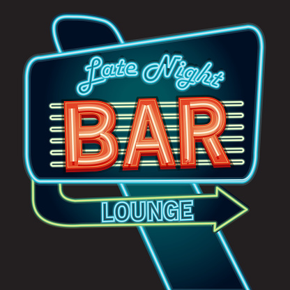 Late night retro Bar neon sign
