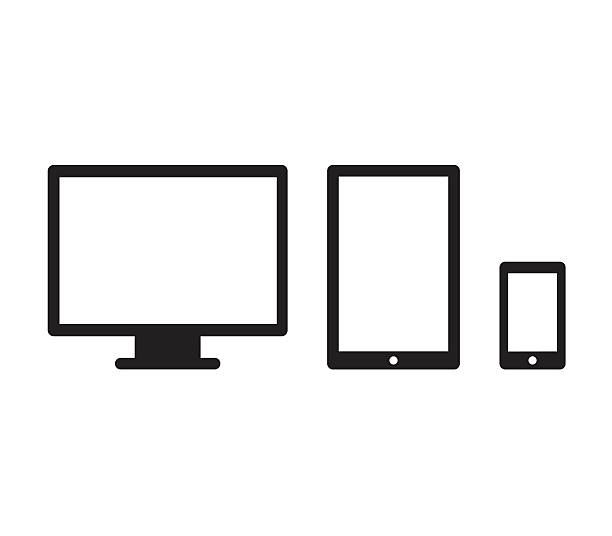 Resonsive Screen types (Widescreen monitor, tablet and smartphone) vector art illustration