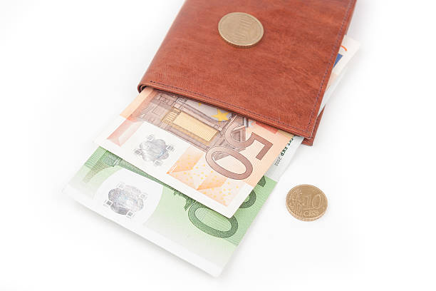 istock Brown wallet with EU money 487553963