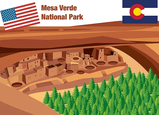 Vector illustration of Mesa Verde National Park