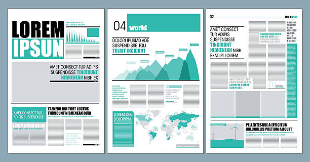 Design newspaper green graphical design newspaper template indesign templates stock illustrations