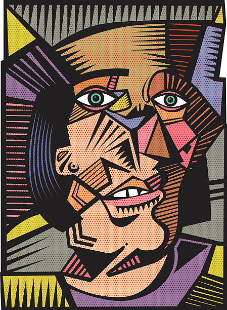 head illustration in a cubist style - 巴勃羅·畢卡索 插圖 幅插畫檔、美工圖案、卡通及圖標