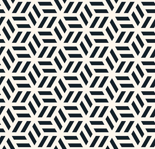 monochromatyczne wzór sześciokątna - two dimensional shape pattern black rhombus stock illustrations