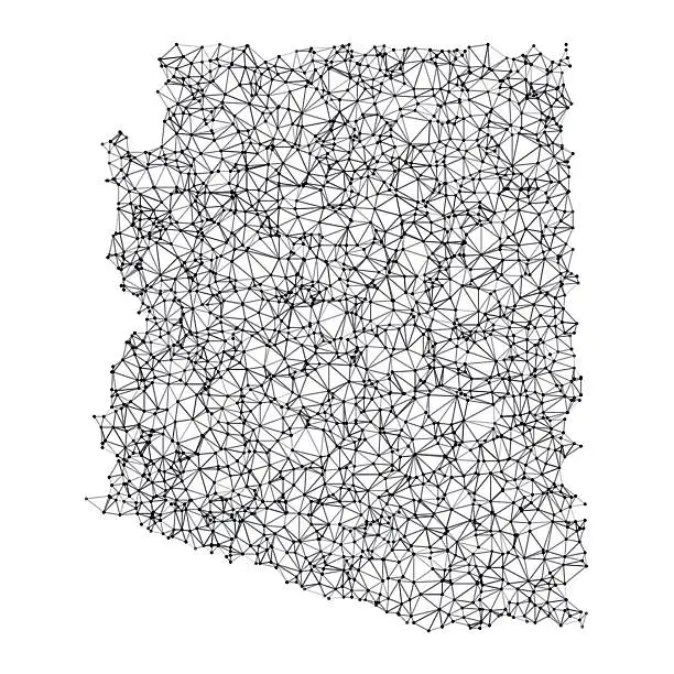 Vector illustration of Arizona Map Network Black And White