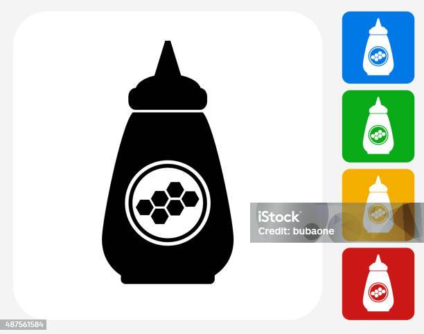 Honey Bottle Icon Flat Graphic Design Stock Illustration - Download Image Now - 2015, Agriculture, Blue