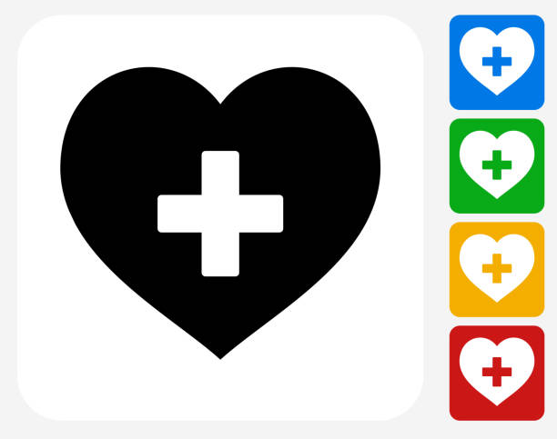 serce ikona płaskie projektowania graficznego - human heart heart shape human internal organ love stock illustrations