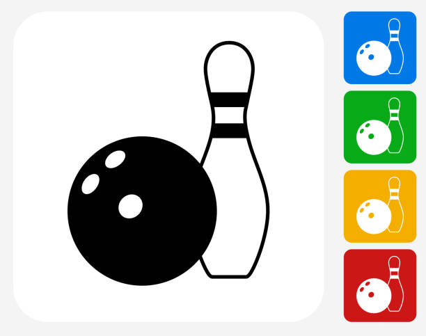 bowling ball und stift-symbol flache grafik design - grenade pin stock-grafiken, -clipart, -cartoons und -symbole