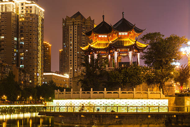 istock Night view of Hejiang Pavilion in Chengdu 487562092