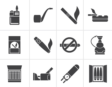 Black Smoking and cigarette icons - vector icon set