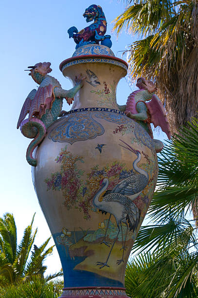Chinese Vase  around the city of Cambrils , Spain Cambrills, Spain - March 4, 2015: Chinese Vase  In the national park "Sama"  park designer label stock pictures, royalty-free photos & images