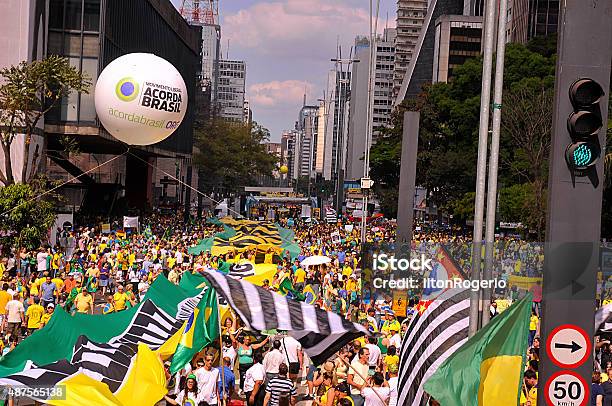 Pro Impeachment Manifestation Dilma Rousseff Stock Photo - Download Image Now - 2015, Amplifier, Arts Culture and Entertainment