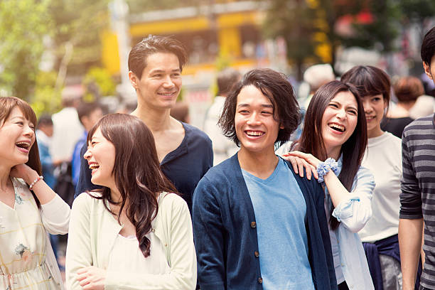 istock Happy japanese friends 487565194