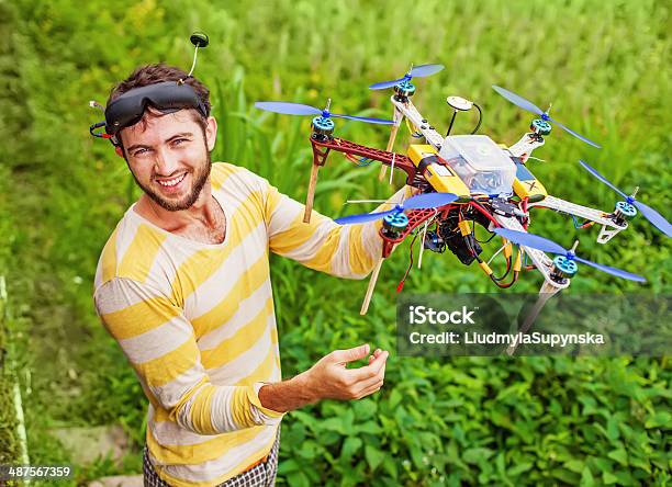 Man Playing With His Copter Stock Photo - Download Image Now - Fuel and Power Generation, Helicopter, Men