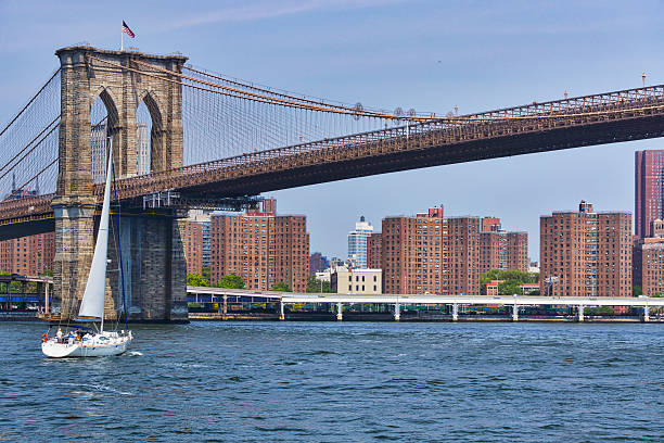 istock Summer Sailing under the Brooklyn Bridge in New York City 487568012