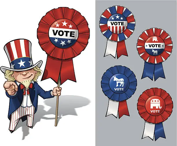 Vector illustration of Uncle Sam I Want You to Vote