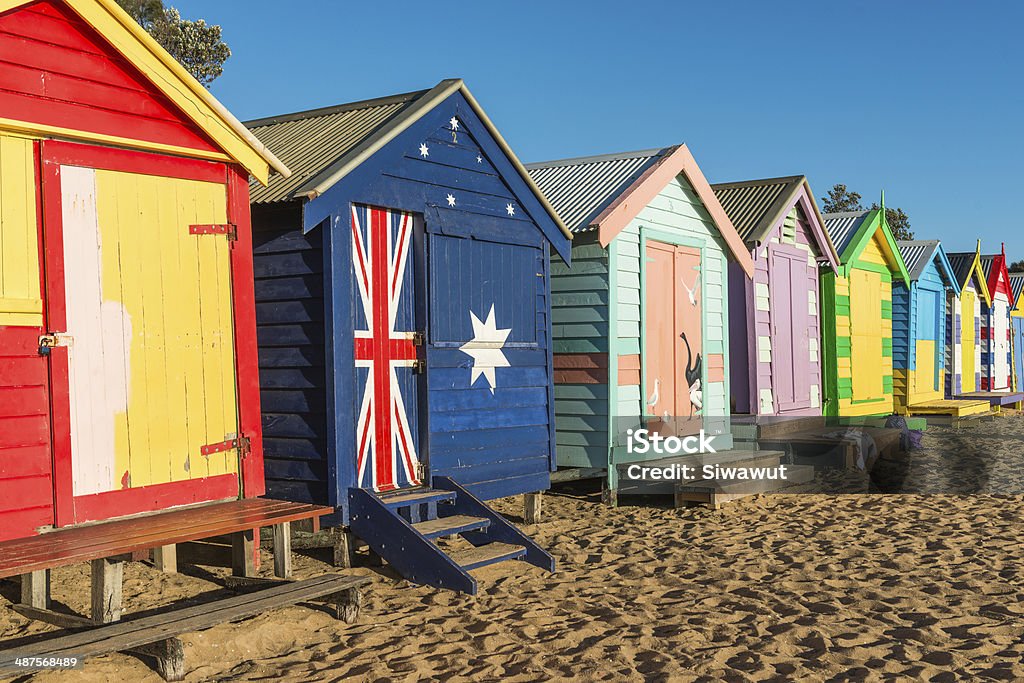 Capanne di spiaggia di Brighton - Foto stock royalty-free di Ambientazione esterna