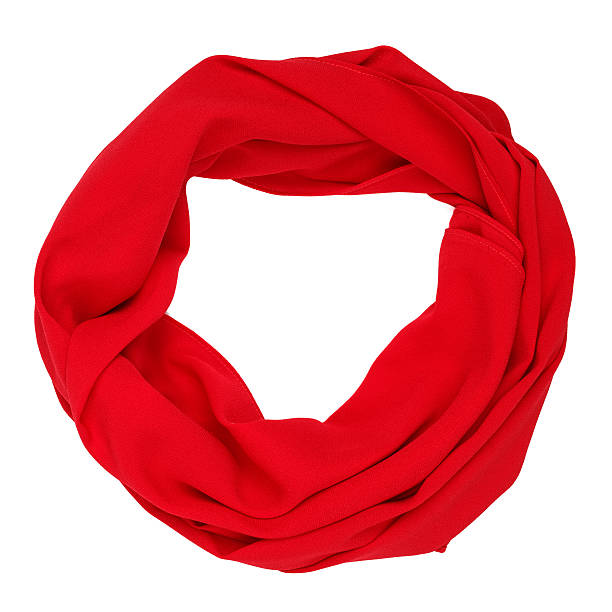 istock Silk scarf. Red silk scarf isolated on white background 487569624