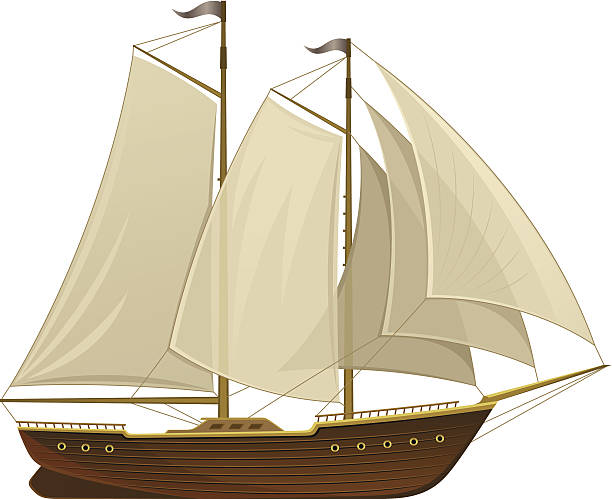 großsegler - sailing ship sailing sea military ship stock-grafiken, -clipart, -cartoons und -symbole