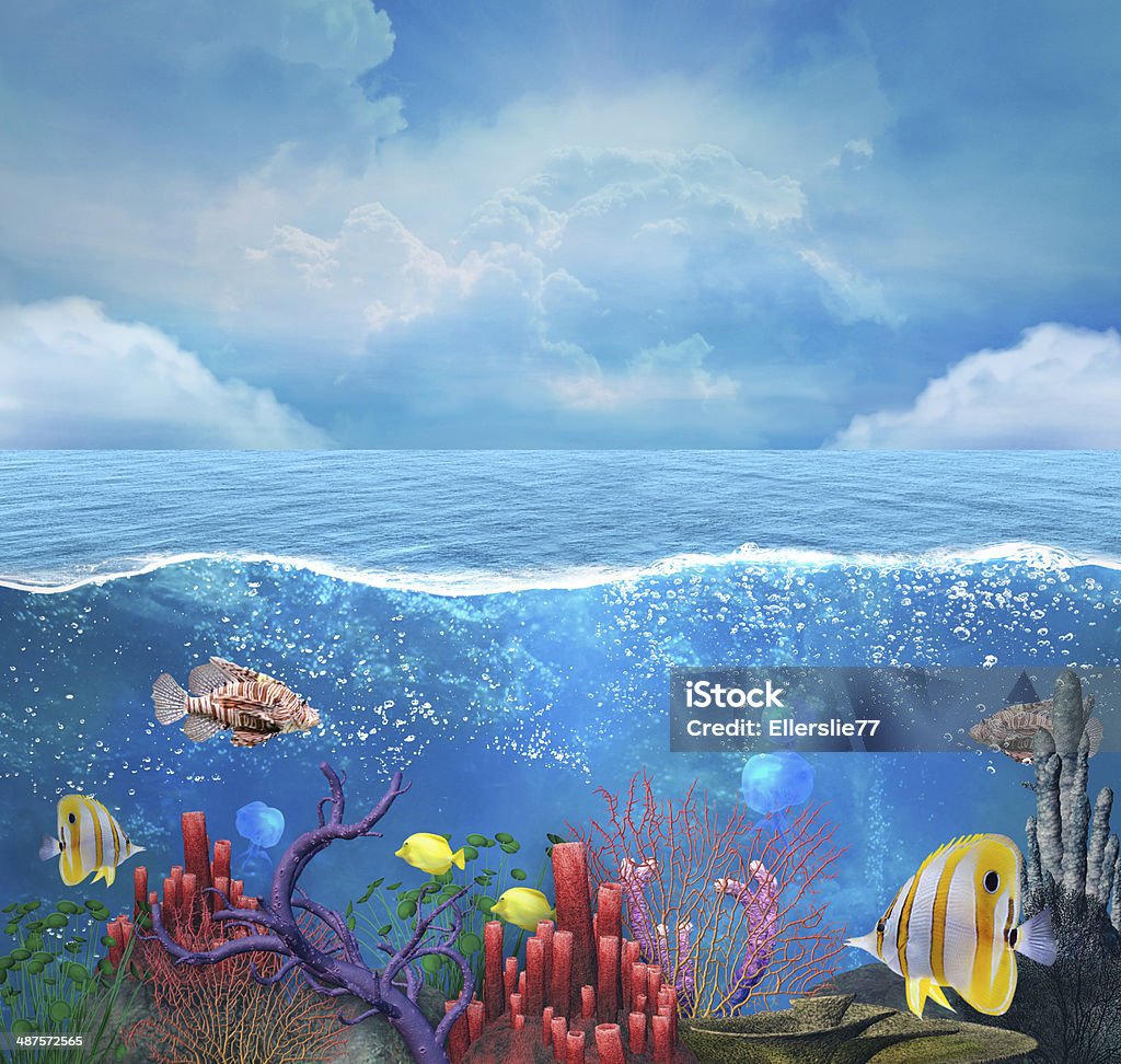 Coral reef background Sea and coral reef illustration Sea stock illustration