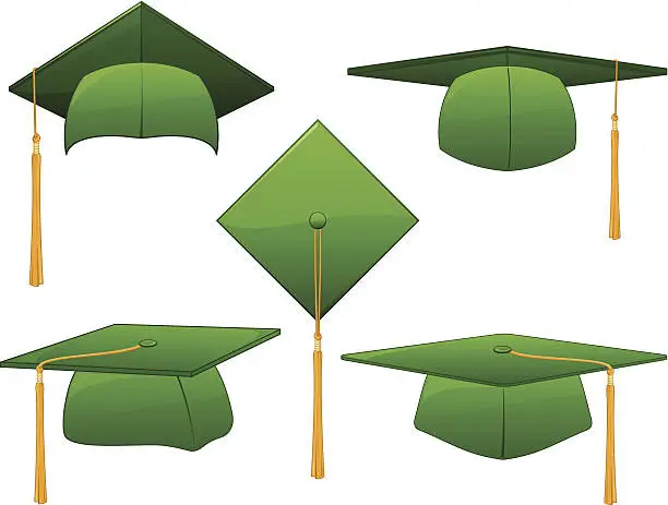 Vector illustration of Green Grad Hat Collection