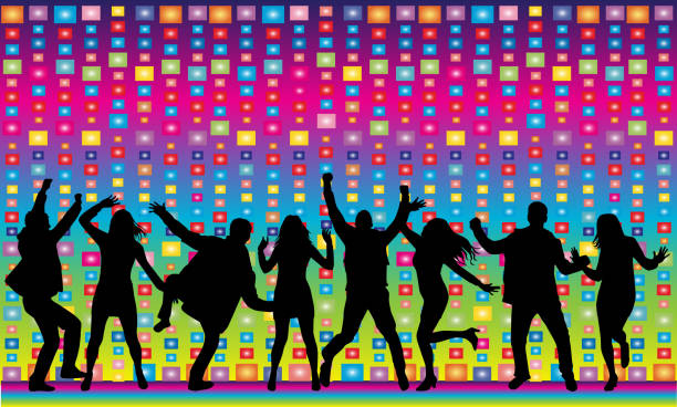 Dancing silhouettes Dancing silhouettes hair band stock illustrations