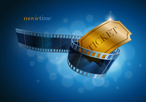 ilustrações de stock, clip art, desenhos animados e ícones de câmara tira de filme e bilhete de ouro. - ticket movie theater movie movie ticket