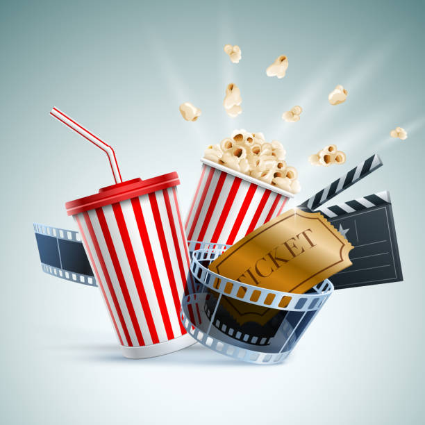 ilustrações de stock, clip art, desenhos animados e ícones de ilustração de conceito de cinema - ticket movie theater movie movie ticket