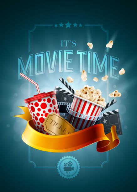 illustrazioni stock, clip art, cartoni animati e icone di tendenza di modello struttura film concetto poster - ticket movie theater movie movie ticket