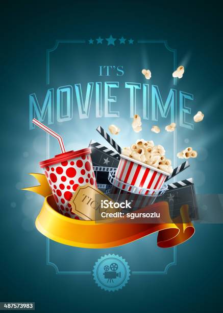 Movie Concept Poster Design Template Stock Illustration - Download Image Now - Movie Theater, Movie, Movie Ticket