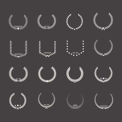 Set icons of laurel wreath and modern frames isolated on grey. This illustration - EPS10 vector file.