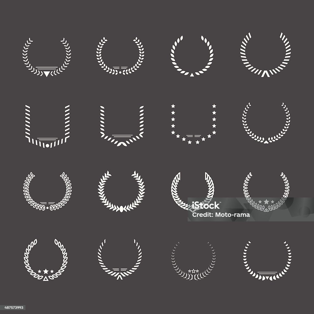 Set icons of laurel wreath and modern frames Set icons of laurel wreath and modern frames isolated on grey. This illustration - EPS10 vector file. Laurel Wreath stock vector