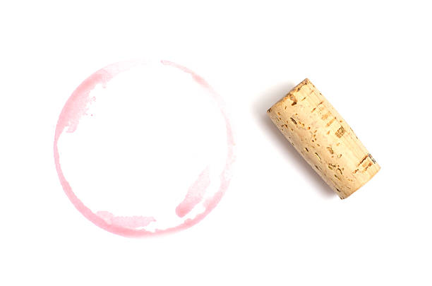 istock Red spot of wine with cork 487574981