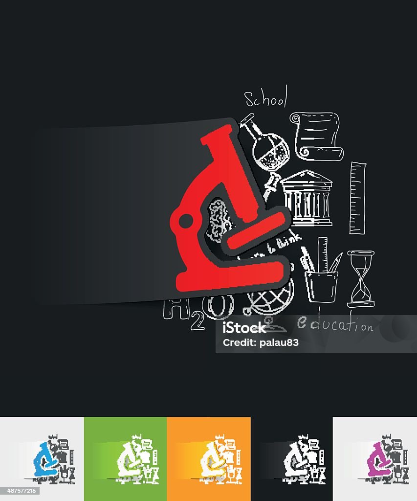 Simple Microscope Sticker Microscope Paper Sticker With Hand Drawn Elements Stock Illustration ...