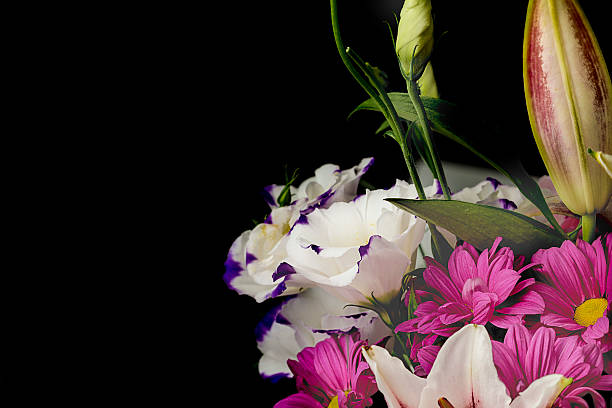 istock Flowers bouquet on a black background 487580526
