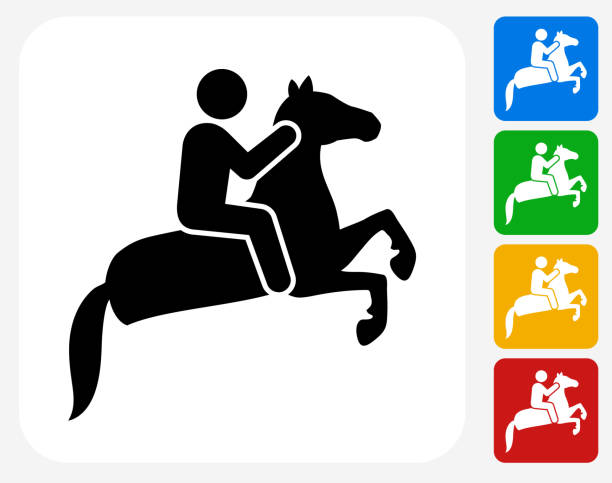 ホース解きグラフィックデザインアイコンフラット - equestrian event flat racing horse racing people点のイラスト素材／クリップアート素材／マンガ素材／アイコン素材